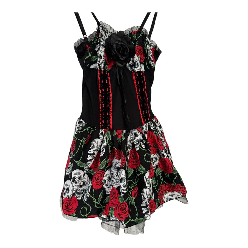 Lip Service Sugar Skull Corset Dress Goth Punk Mini XS - Picture 13 of 15